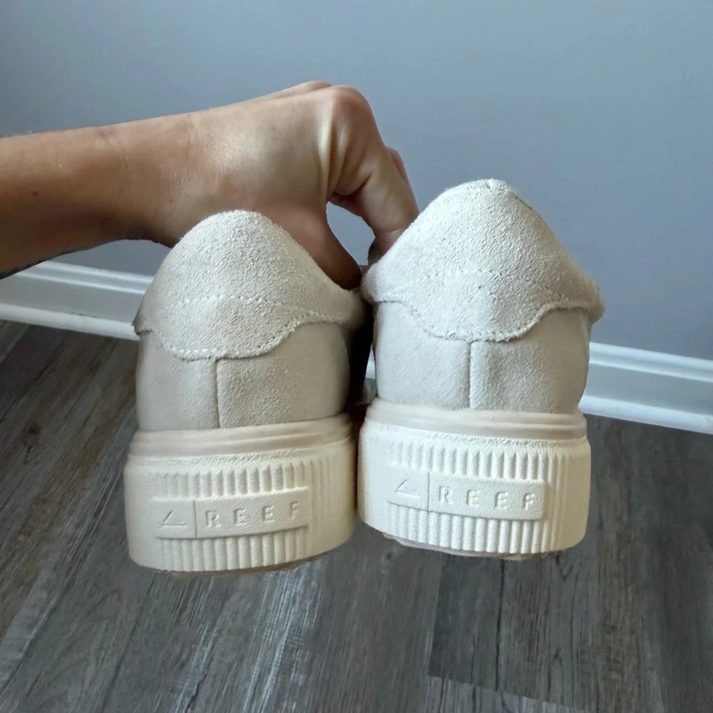 Reef Lay Day Lift Leather Boho Platform Casual Sneakers Beige Cream New Size 8.5 - Picture 5 of 16
